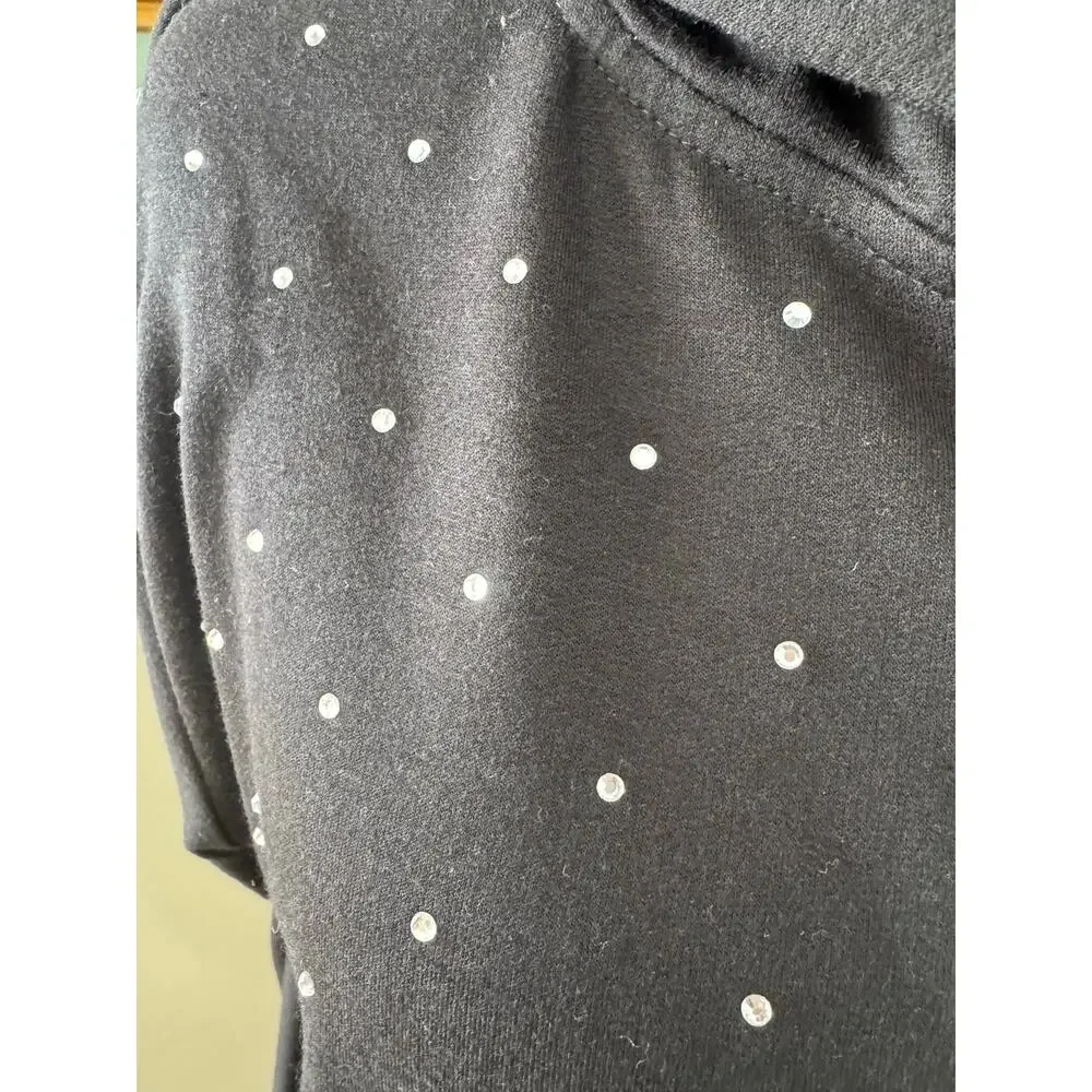 NWT Juicy Couture Black Rhinestone Zip Hoodie XL Hi Low Hem Y2K - Picture 5 of 11